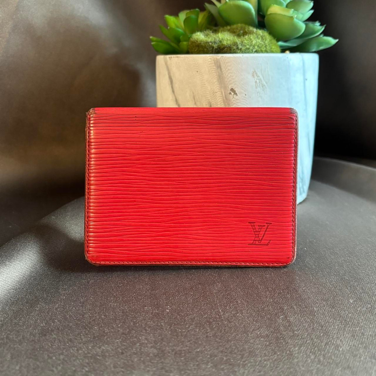 Louis Vuitton Red Epi Leather Card Passport Holder